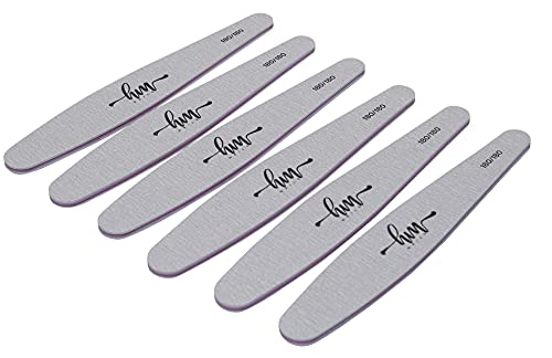 HM NAILS - Lima de uñas de ALTA DURACION para uso profesional 180/180 EDGE - PACK 6 uds - Lima para uñas, esmaltes semi permanente, gel uv, acrilico, uso profesional Cover