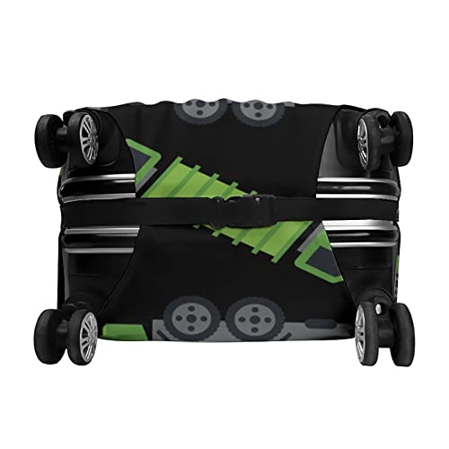 Green Garbage Truck Travel Luggage Cover Anti-Scratch Suitcase Protector Washable Baggage M4