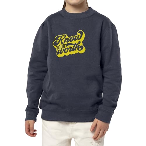 Sweatshirt enfant bien-être en coton avec message positif know your worth