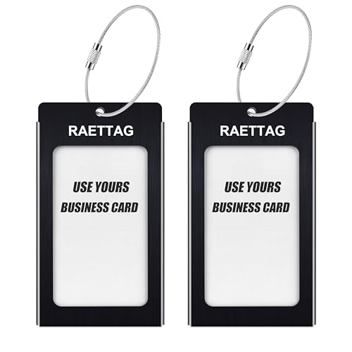 Image of Luggage Tags Metal Suitcase Tags Travel Bag ID Identifier Luggage Tag (Black 2-Pack)