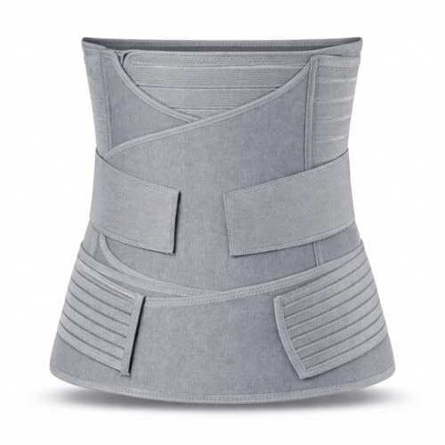 Image of 3-in-1 Postpartum Belt for Women - Post Pregnancy Belly Binder, Waist & Pelvic Support - C Section Recovery, Tummy Tightening, Back Pain Relief - Adjustable Fit - (Grey-M)