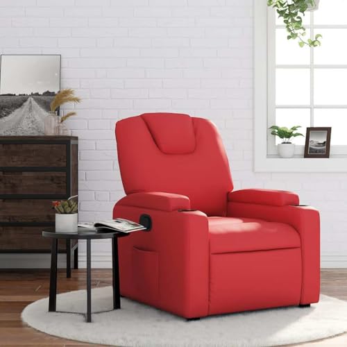 Yunovire Sillón de relax de piel sintética, función manual, soporte para vasos, bolsillo lateral, capacidad de carga de 110 kg, para salón, dormitorio, oficina, diseño moderno, cómodo y duradero