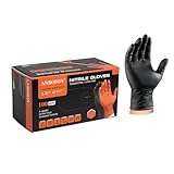 ANBOSON 10mil Heavy Duty Nitrile Gloves Large Black Disposable Rubber Gloves with Diamond Grip Anti Chemical Puncture Resistant Mechanics Guantes for Men/Auto repair/Cooking/Food Grade-Latex Free-100