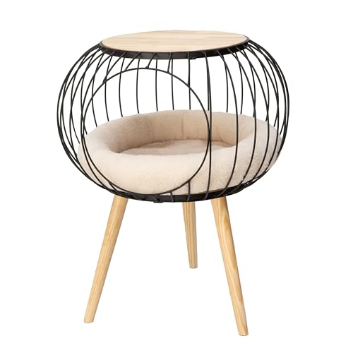 Kitty-City-Modern-Cat-Bed-and-Wooden-Table Kitty City Modern Cat Bed and Wooden Table - Image 1