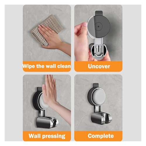 Support de pomme douche universel gris à ventouse rotative 360 - 5