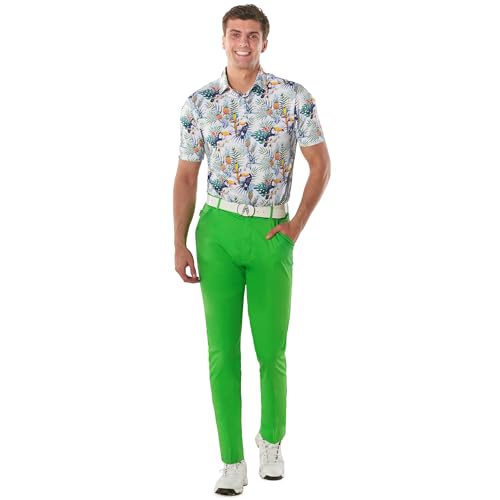 Royal & Awesome Funny Mens Golf Trousers, Green Bright Stretch Cotton, Golf Pants for Men, Waist 42 Leg 34 - Image 3