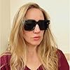 HJSTES Thick Square Sunglasses for Women Men Trendy Retro Square Frame Sun Glasses Chunky Rectangle Shades