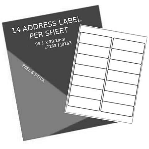 Skymail Address Mailing Printer Labels, A4 Self Adhesive Sticker Compatible with Inkjet, Laser Printers, 99.1x38.1mm Label Size (14 Labels per Sheet, Pack of 25) Cover