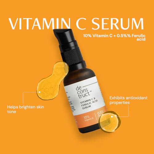 Image of Deconstruct Skin Brightening Duo | 10% Vitamin C & 0.5% Ferulic Acid and 2% Alpha Arbutin & 5% Niacinamide | For All Skin Types | 30 ml each | Pack of 2