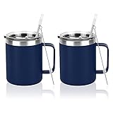 2 Pack Stainless Steel Coffee Mugs with Handle, 12Oz Insulated Coffee Mug, Double Wall Vacuum...