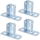 12 PCS Strut Post Bases, 2 Slotted Holes U Post Base for 1-5/8 Inches Square Single Channel, Heavy Duty Galvanized Carbon Steel Wall Ground Floor Mounting System, Universal Shelf Bracket Pile Base