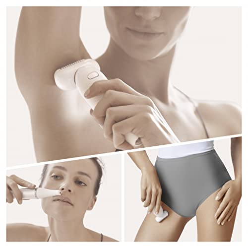 Braun Silk-épil 9 Flex Beauty-Set, Epilierer Damen / Haarentferner, FaceSpa Gesichtshaarentferner, 8 Aufsätze, Tasche, mit flexiblem Kopf für einfachere Haarentfernung, 9300, weiß/gold - Image 8