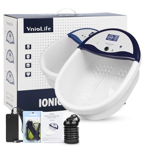 VnioLife Ionen Fußbad Ionen Fussbad Detox Tragbar Detox Fußbad mit Timer Ionisches Fussbad Zum Entgiften Fußspa Reiniger mit Wassersack (Mit Becken)