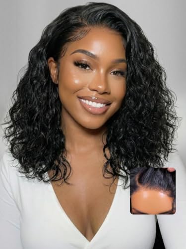 A 220%-density water wave bob with a set side part — the easiest 'done' look in this catalog.