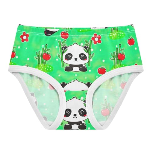 Cute Cartoon Pandas Green Little Girl Panties Toddler Underwear Custom Cotton Aesthetic Kids Undies Briefs 2t