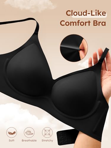 Image of Wireless Jelly Bras for Women No Underwire - S-2XL Seamless Padded T-Shirt Bralette with Support, Comfortable Everyday Bra