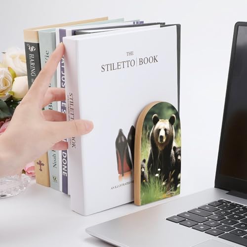 Serre-livres en bois robuste pour étagères de bibliothèque de bureau - 7