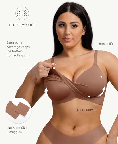 Image of FeelinGirl Wireless Supportive Bra for Women, Seamless Comfort Bralettes No Underwire Full Coverage Everyday Bras