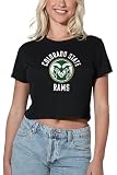 Colorado State University Official Rams Logo Women's Crop Top T-Shirt, Black, Small