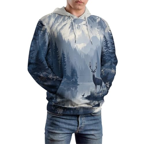 Pull à capuche cerf sauvage homme imprimé nature et style cool - 5