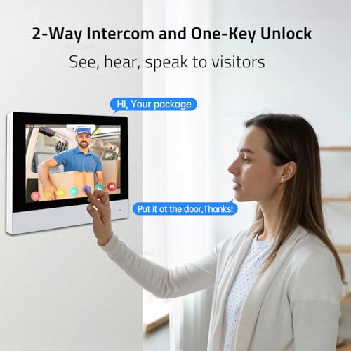 AMOCAM 2-Wires Video Intercom System, 7 Inch 1080P WiFi Touch ScreenVideo Doorbell Doorphone System, 32G Card, Snapshot, Monitoring, Code Password Tuya App IC Card Unlock for Home Apartment by AMOCAM - Image 4