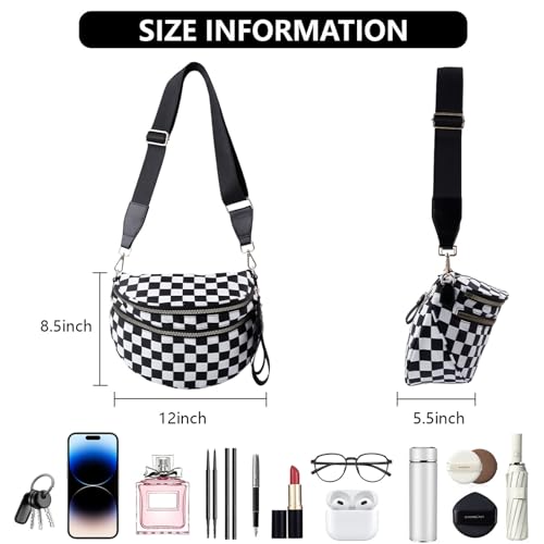 Nuvore Crossbody Bag, Nuvore ComfortBag, Spacious Stylish Checkered Bum Bag, Checkered Crossbody Bag for Women2