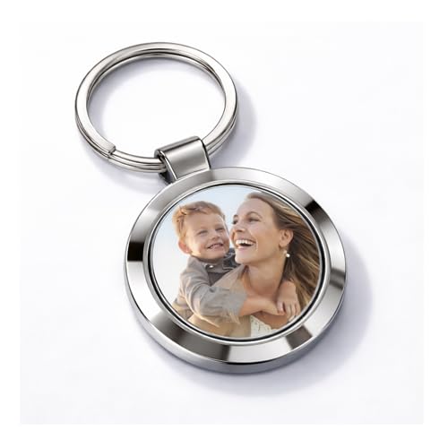 Personalized Photo Keychain – Custom Double Sided Round Metal Picture Keyring,Unique Gift for Couples, Family, Anniversary, Birthday
