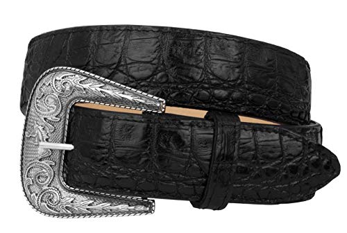 El Presidente - Mens Black Alligator Pattern Western Cowboy Belt Leather