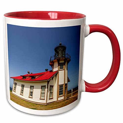3dRose Point Cabrillo Lighthouse Near Mendocino 15oz Two-Tone Red Mug