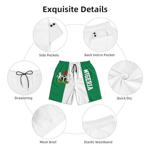 Nigeria Flag Nigerian Emblem Beach Shorts Beachwear Board Short Swim Trunks for Men4