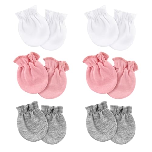 Image of AQOKKA Newborn Baby Mittens No Scratch Cotton Elastic Wrist Gloves Infant Toddler Mittens for Baby Boy Girl 0-6 Months