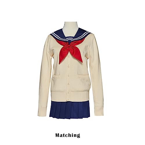 Image of Blostirno Women's Cardigan School Uniform Sweater Cardigans V-Neck Long Sleeve Button Down Knit with Pockets
