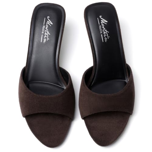 Image of Mostrin Kitten Heels for Women Pointed Toe Vintage Mules Heels Sexy Slip on Stiletto Backless Sandals for Party Wedding Daily