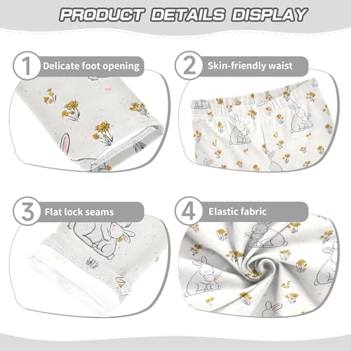 White Rabbit Flower Blossom Girls Leggings Soft Stretch Workout Yoga Dance Pants for Kids Casual Tights3