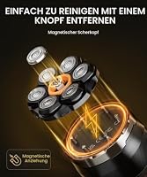 Glatzen Rasierer Herren, 7D Kopfrasierer Glatze, IPX6 Nass- & Trockenrasur, Magnetischer Scherkopf, LED-Display, USB-C, Reisesicherung, 1400 mAh Akku, 150 Min Laufzeit, Elektrorasierer Herren – Ansicht 3