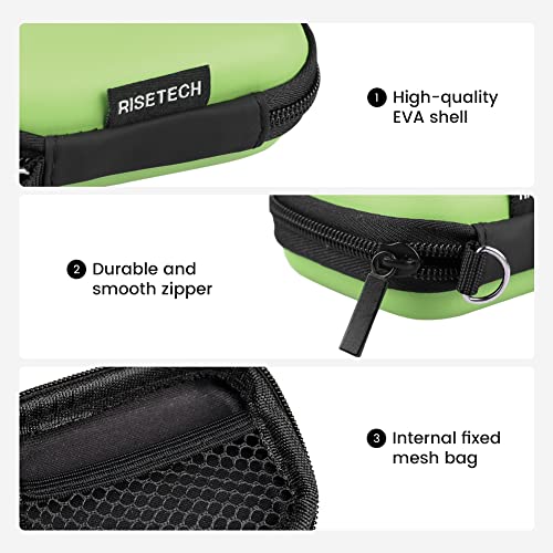Earphone Case, Risetech Earbud Carrying Case Holder Hard Eva Headphone Small Zipper Pouch Compatible With Flash Drive, Usb Charging Cable, Sd Memory Card, Airpods, Sony Wired Earbuds With Clip -Green #TOP3