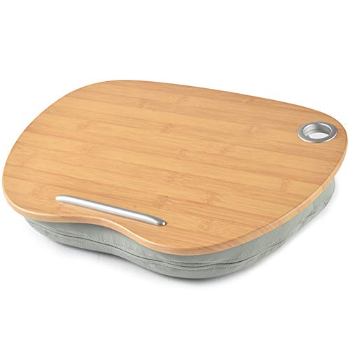 Preisvergleich Produktbild KIKTS Laptopkissen Bambus Tragbare Knietablett Laptop-Schoßtablett Kniekissen Unterlage Für Laptops Bis Zu 14 Zoll, 40 * 30Cm (Graue)