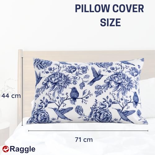 Image of RAGGLE Satin Silk Pillowcase for Hair and Skin Standard Size 18 inchX 28 inch with Soft Breathable Smooth Cooling Pillow Covers for Sleeping or Pillow Protector (2, Blue Printed)