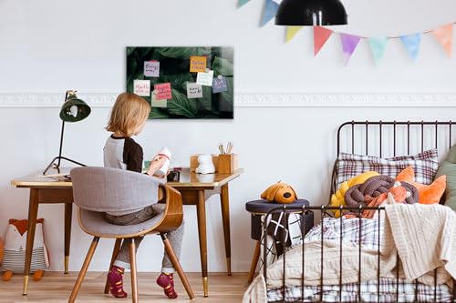 Tablero imantado de vidrio 60x40 para decorar la oficina y organizar tareas con diseño tropical 4