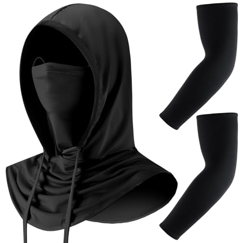 Image of Frienda Balaclava Ski Mask and Arm Sleeves Sun Protection Hood Breathable Full Head Mask Face Cover for Men Women
