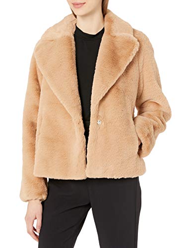 Soia & Kyo Women's Emanuela Ladies Hooded Wool Jacket, Faux Fur, Honey, XXS