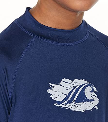 Tsla Boys Upf 50+ Rash Guard Long Sleeve, Uv Sun Proctection Water Swim Shirts, Surf Swimwear Swimsuit Top, Wave Rashie Navy, 8 #TOP4