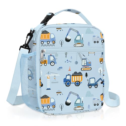 Clastyle Bolsa Termica Porta Alimentos Infantil Coche Bolsa Almuerzo Bebe Pequeña Portátil Bolsa Comida Niños para Escolar Picnic, Camión Azul
