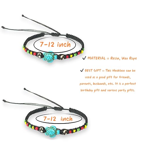 LAVIP Leather Rasta plaided hippie bracelet Turtle Hemp Bracelet Turquoise Color - Hawaiian Sea Turtle Bracelet - Image 5