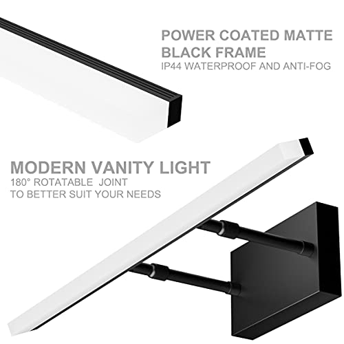 Image of Aipsun 24 inch Black LED Vanity Light Adjustable Modern Bathroom Vanity Light Fixtures Over Mirror 5500K