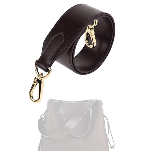 XYJG Vachetta - Correa de cuero para bolso LV Neverfull, correa cruzada de cuero vacuno de doble cara para bolso, Marrón (Glossy Brown), 【25.6inch Long】,1.5inch Wide