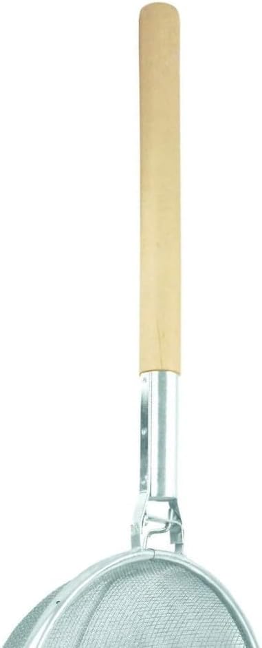 TrueCraftware- 13-3/4-Inch Reinforced Fine Double Mesh Strainer Nickel Plated Wire Frame & Support 19" Handle Length- Kitchen Sieve Sifters Strainers for Sauces Gravies Tea Rice Oil Noodles Fruits