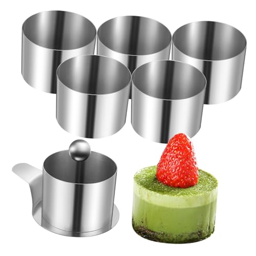 SOLUSTRE 1Set Stainless Steel Round Baking Molds of Mousse Rings for Desserts Pudding and Small Cakes for Home Bakers and Easy to Kitchen Molds