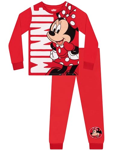 Disney Minnie Mouse Schlafanzug Mädchen, Langarm Schlafanzüge Für Mädchen, Warme Schlafanzug Kinder, Rot 98