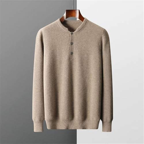 Men's Solid Merino Wool Sweater Stand Collar Pullover Long Sleeve Knitted Business Casual Top2